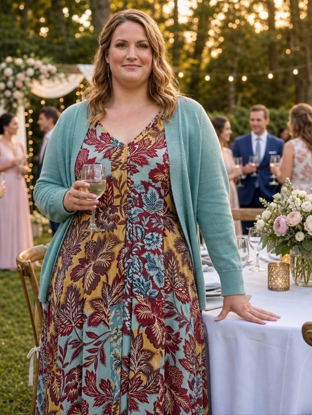 Attitudes by Renee Floral Maxi Dress in Brown, Cream & Dusty Blue